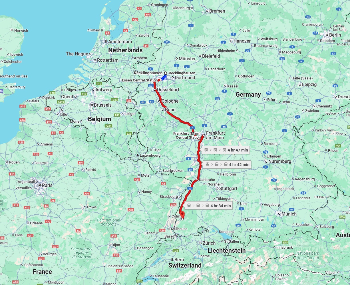 Anreise von Recklinghausen Zu Freiburg im Breisgau Über 