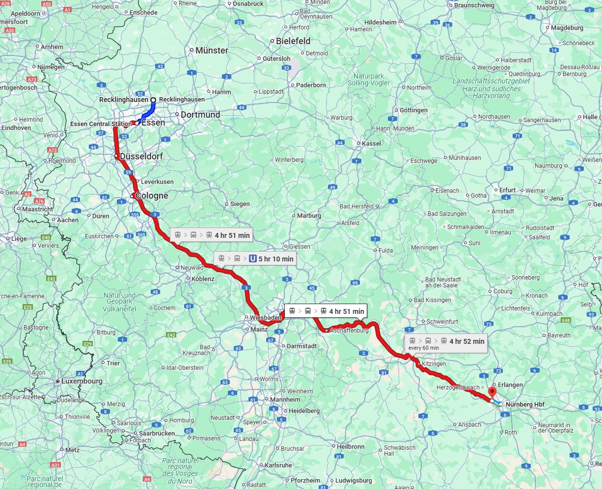 Anreise von Recklinghausen Zu Fürth Über 