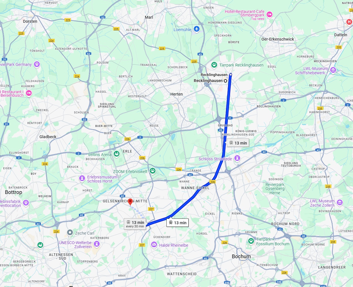 Anreise von Recklinghausen Zu Gelsenkirchen Über 