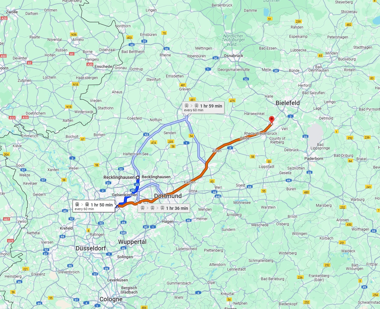 Anreise von Recklinghausen Zu Gütersloh Über 