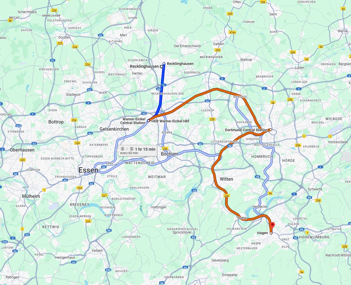 Anreise von Recklinghausen Zu Hagen Über 
