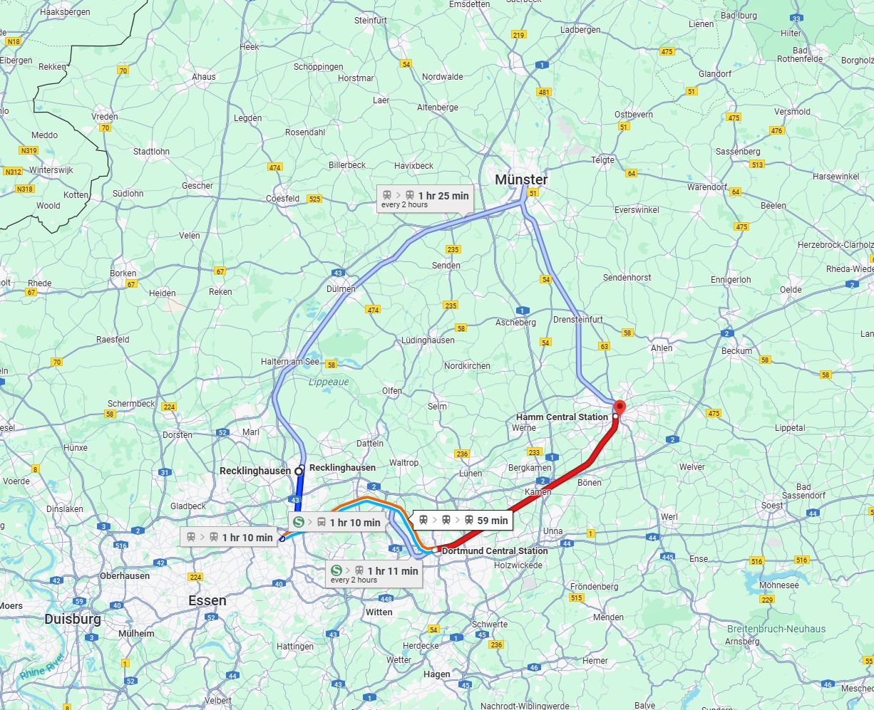 Anreise von Recklinghausen Zu Hamm Über 