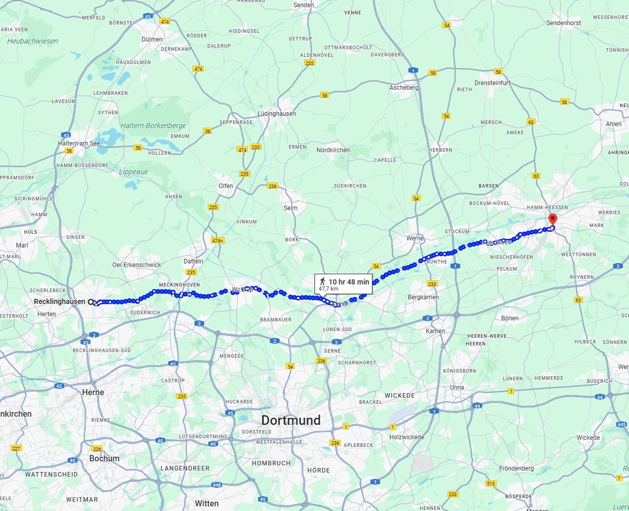 Anreise von Recklinghausen Zu Hamm Über 