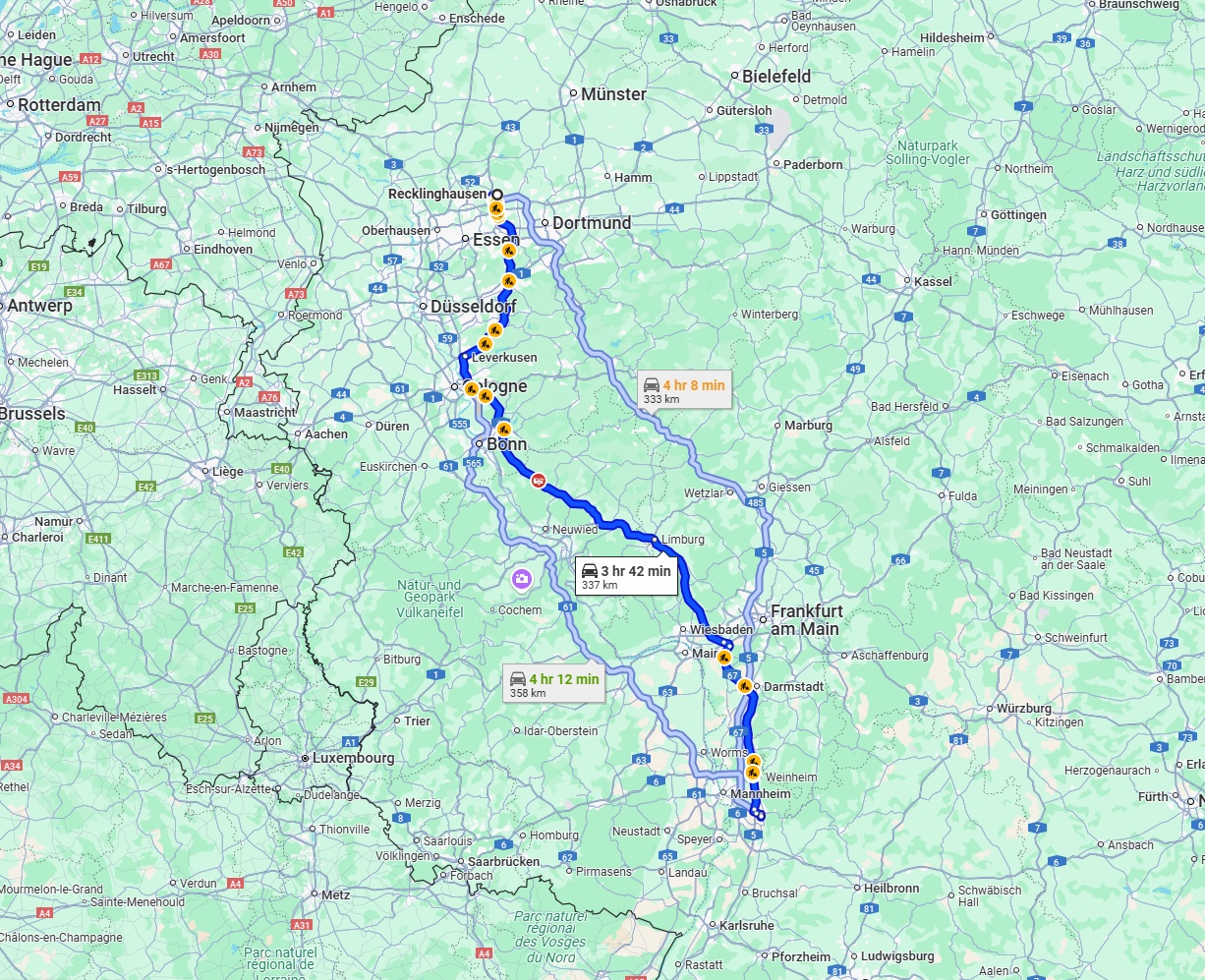 Anreise von Recklinghausen Zu Heidelberg Über via A3