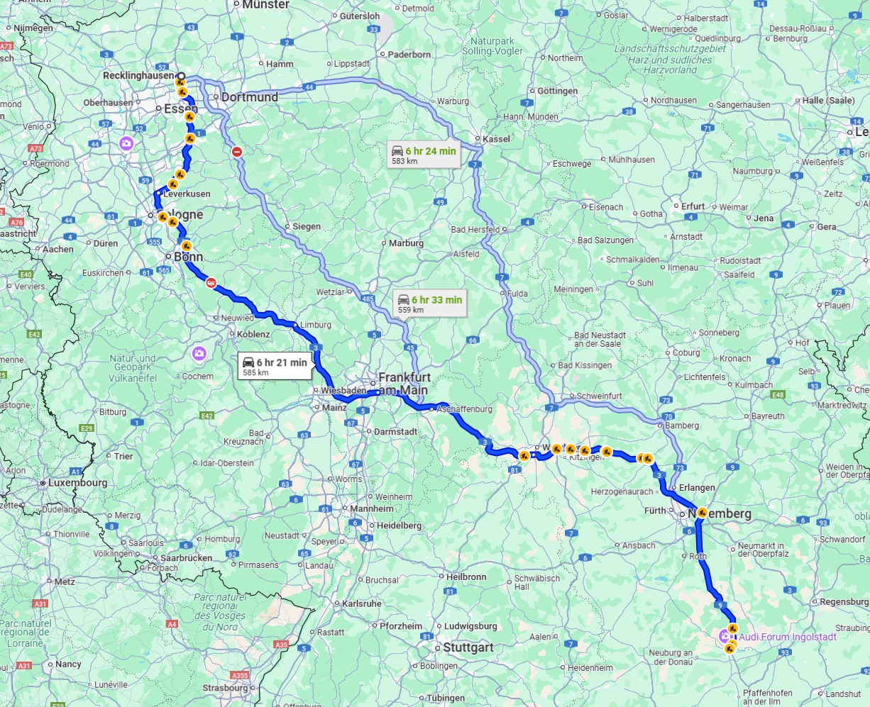 Anreise von Recklinghausen Zu Ingolstadt Über via A3