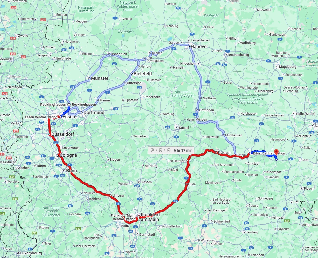 Anreise von Recklinghausen Zu Jena Über 