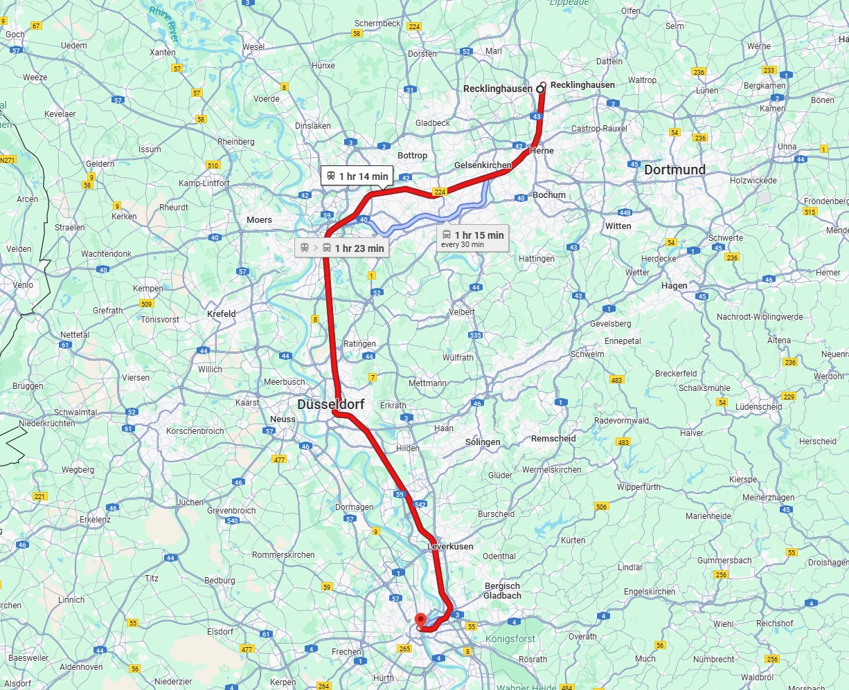Anreise von Recklinghausen Zu Köln Über 