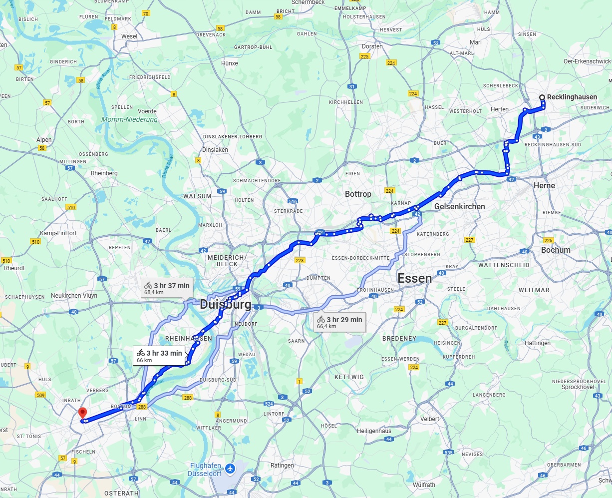 Anreise von Recklinghausen Zu Krefeld Über 