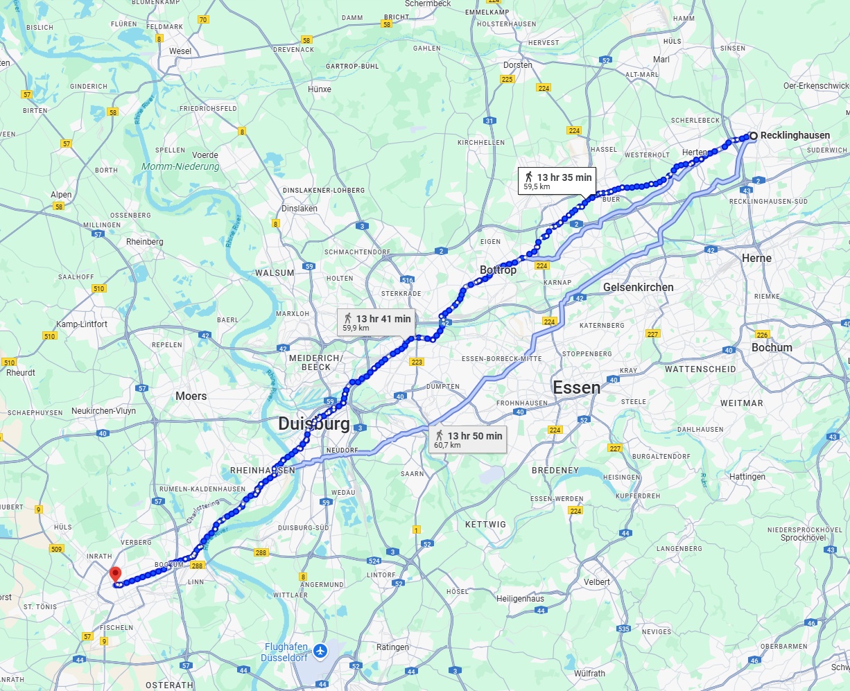 Anreise von Recklinghausen Zu Krefeld Über 