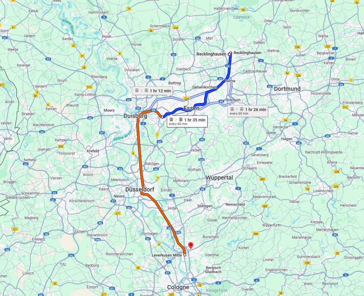 Anreise von Recklinghausen Zu Leverkusen Über 