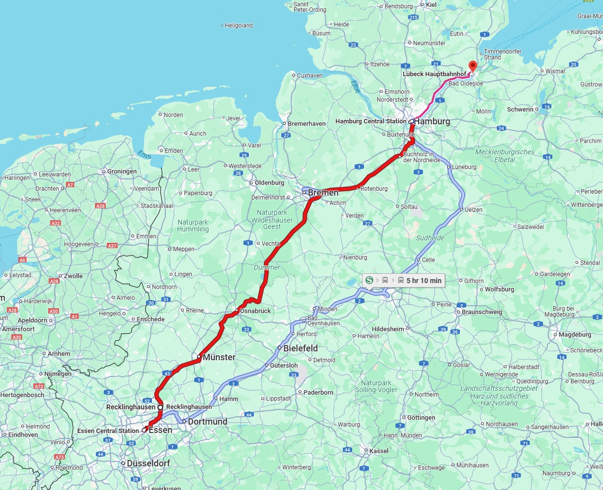 Anreise von Recklinghausen Zu Lübeck Über 