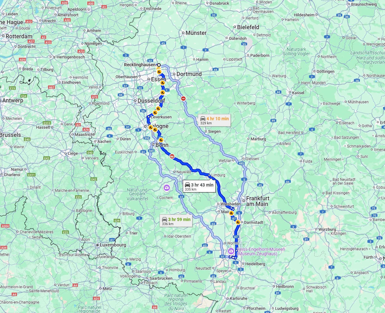 Anreise von Recklinghausen Zu Ludwigshafen am Rhein Über via A3