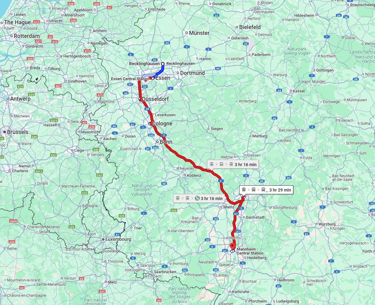 Anreise von Recklinghausen Zu Ludwigshafen am Rhein Über 