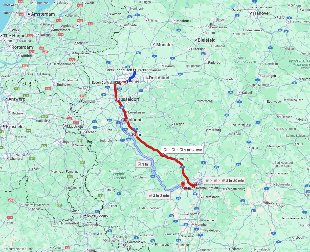 Anreise von Recklinghausen Zu Mainz Über 