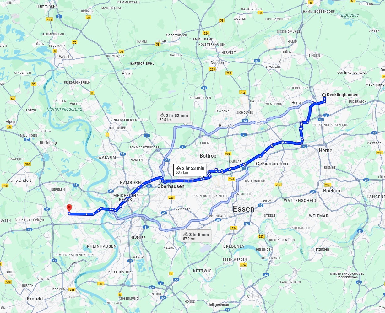 Anreise von Recklinghausen Zu Moers Über 