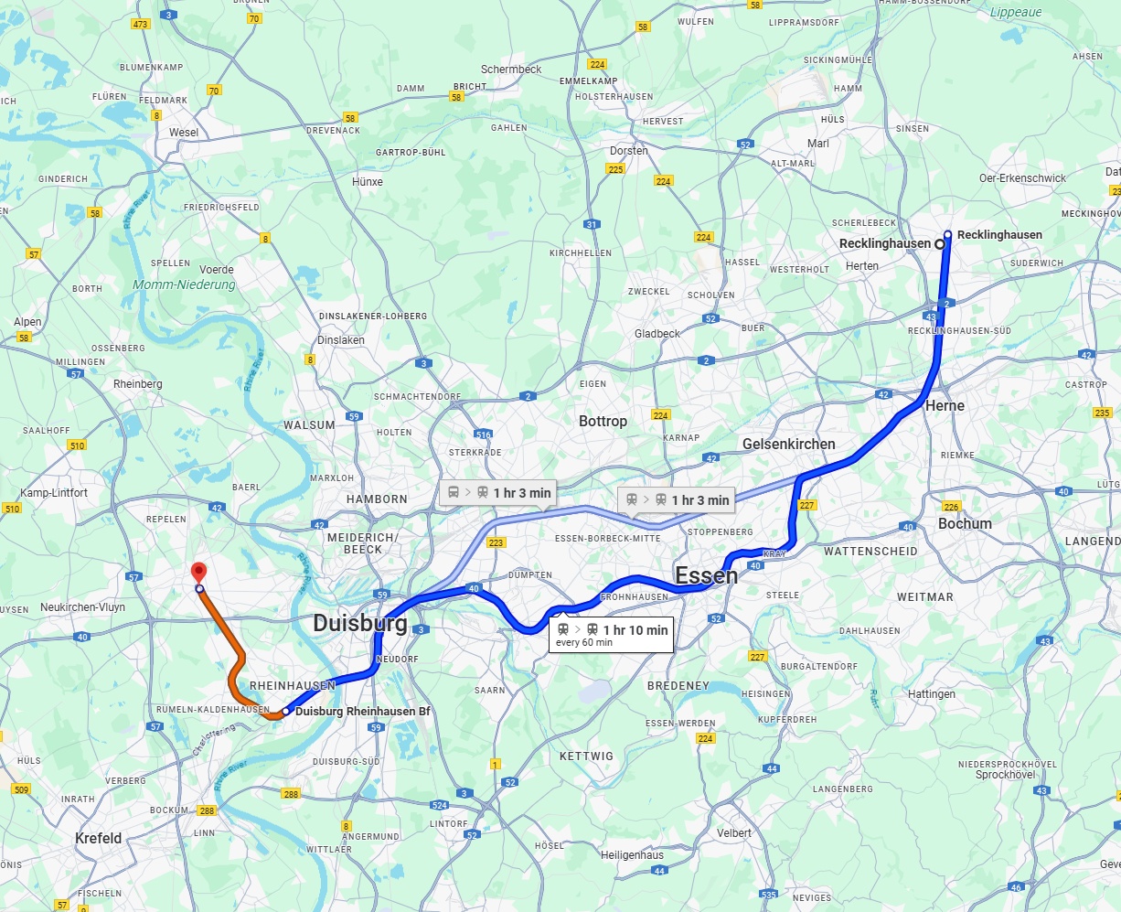 Anreise von Recklinghausen Zu Moers Über 