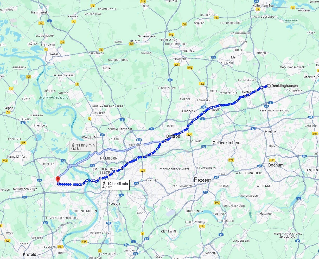 Anreise von Recklinghausen Zu Moers Über 