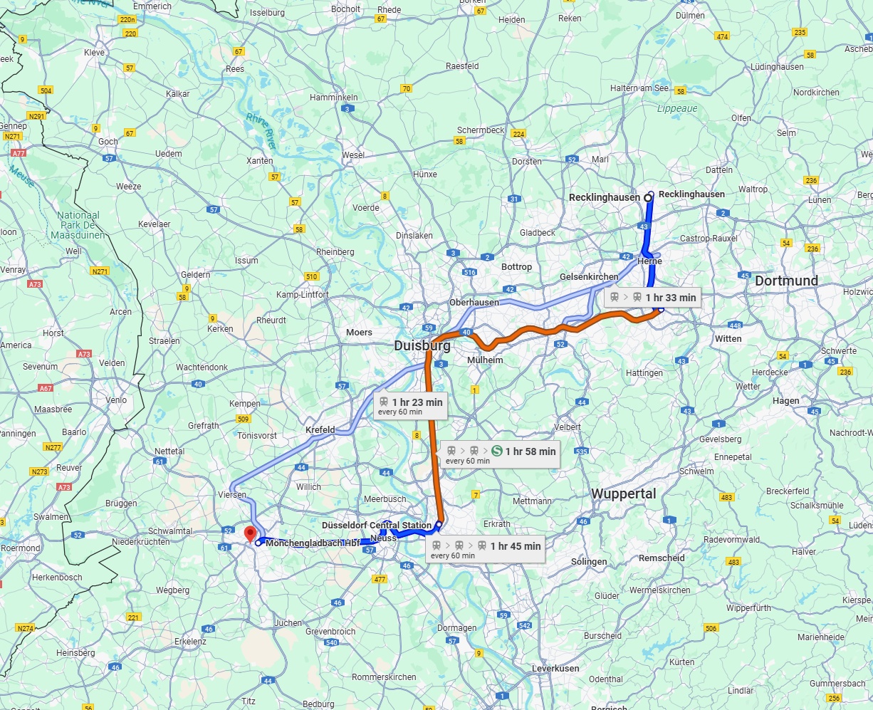 Anreise von Recklinghausen Zu Mönchengladbach Über 