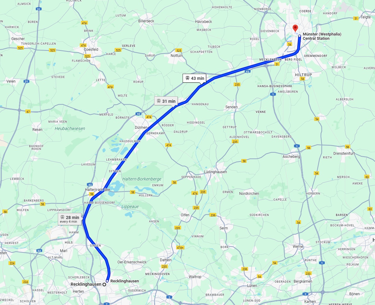 Anreise von Recklinghausen Zu Münster Über 