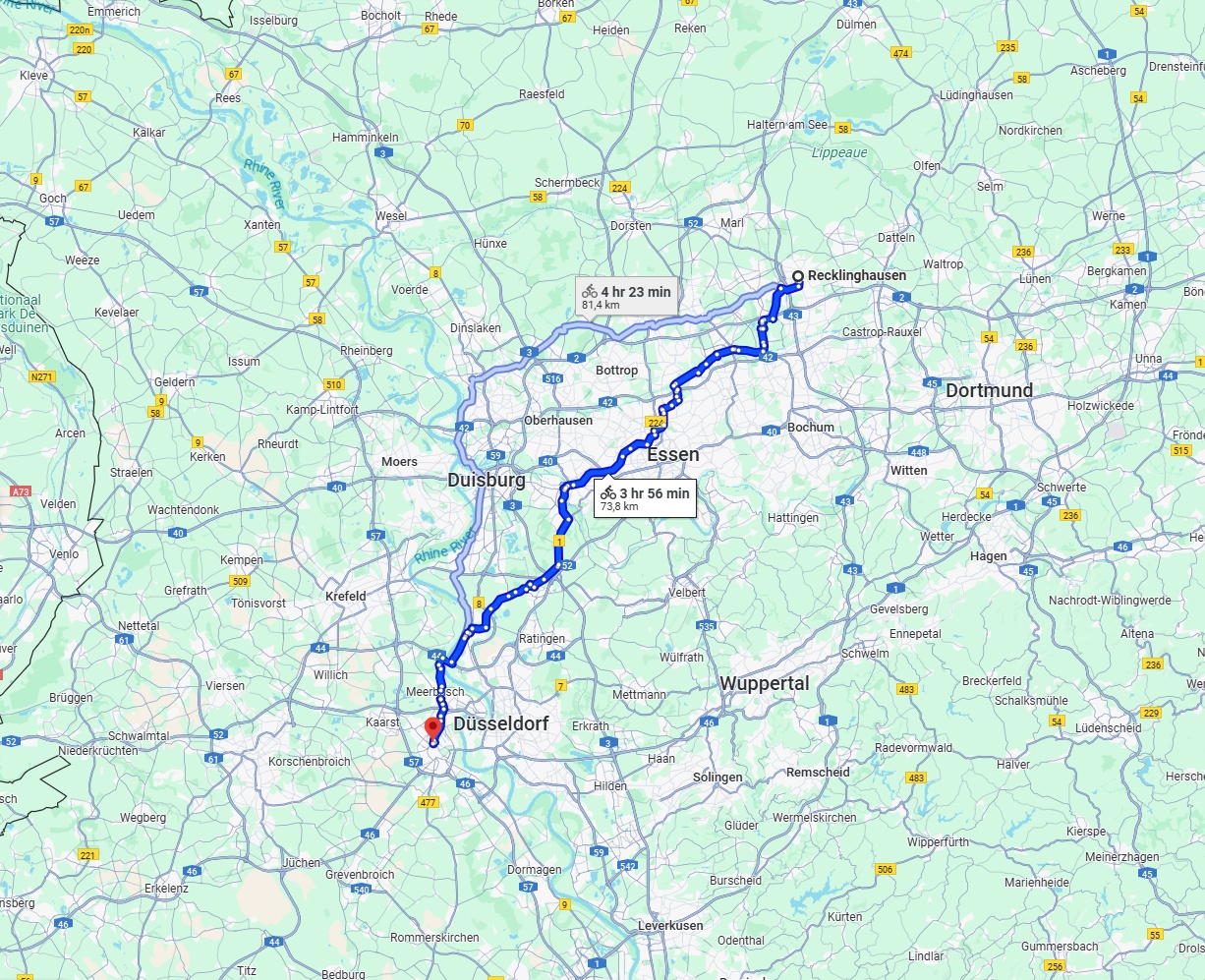 Anreise von Recklinghausen Zu Neuss Über 