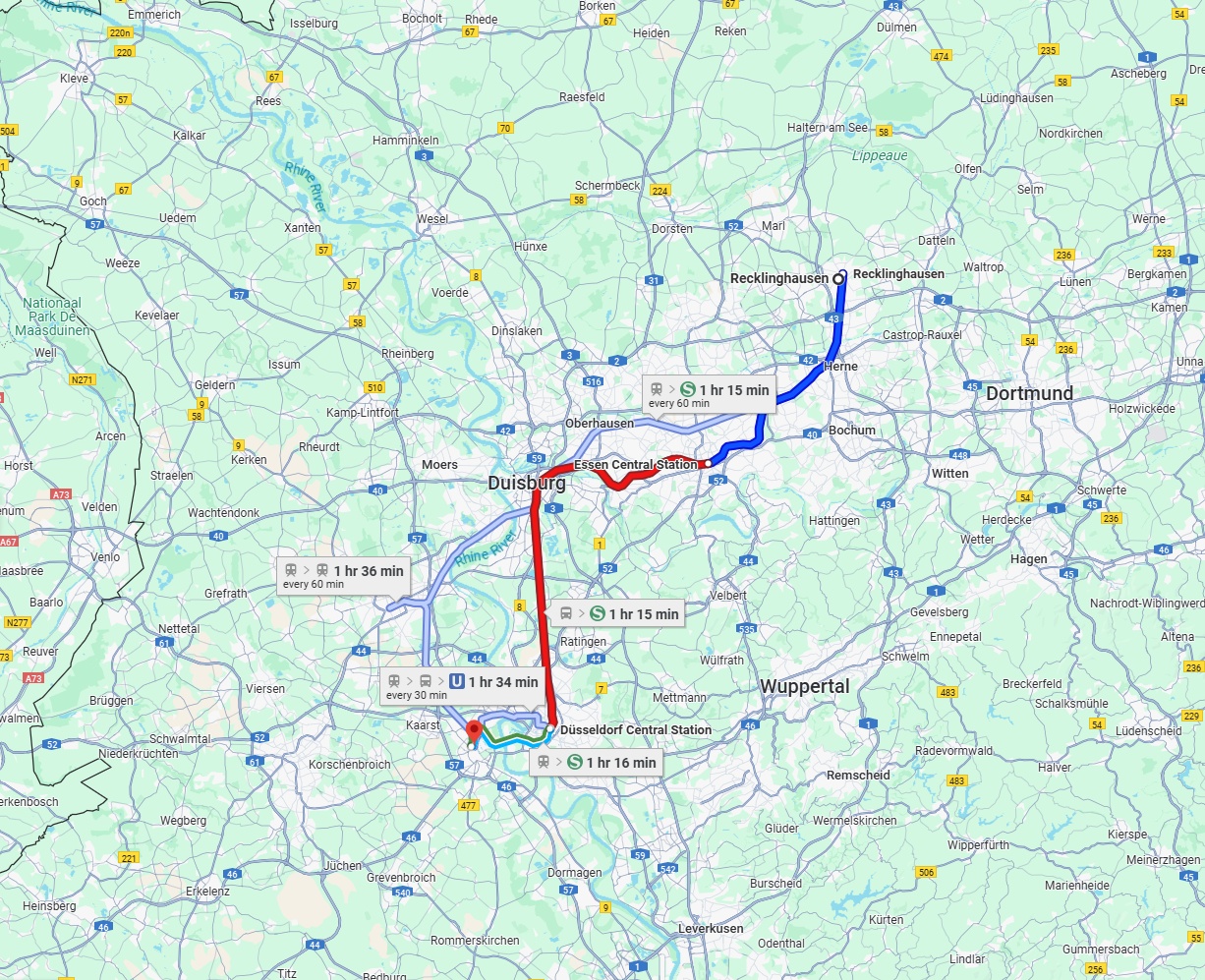 Anreise von Recklinghausen Zu Neuss Über 