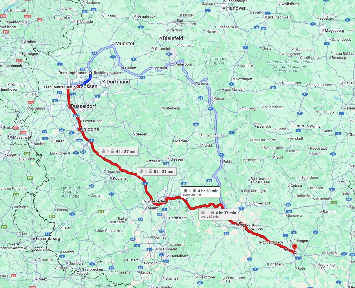 Anreise von Recklinghausen Zu Nürnberg Über 
