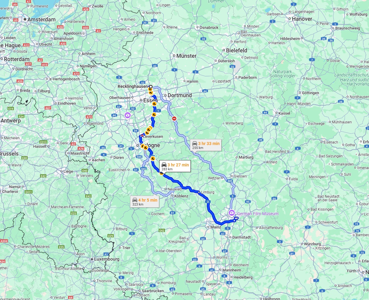 Anreise von Recklinghausen Zu Offenbach am Main Über via A3