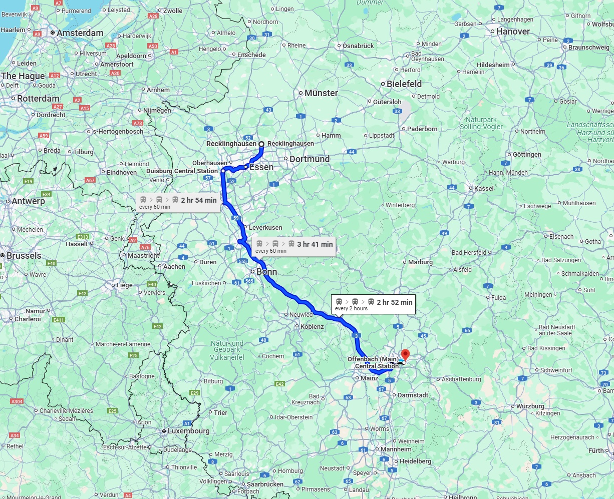 Anreise von Recklinghausen Zu Offenbach am Main Über 