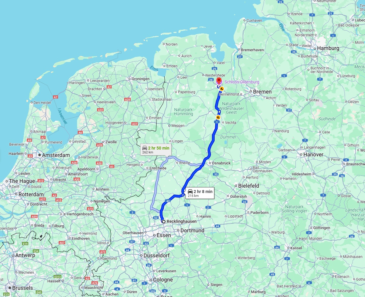 Anreise von Recklinghausen Zu Oldenburg Über via A1