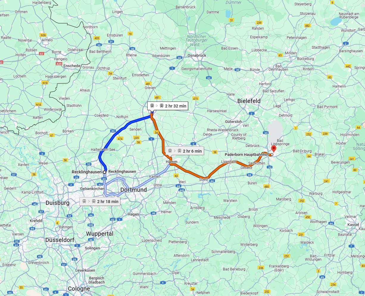 Anreise von Recklinghausen Zu Paderborn Über 