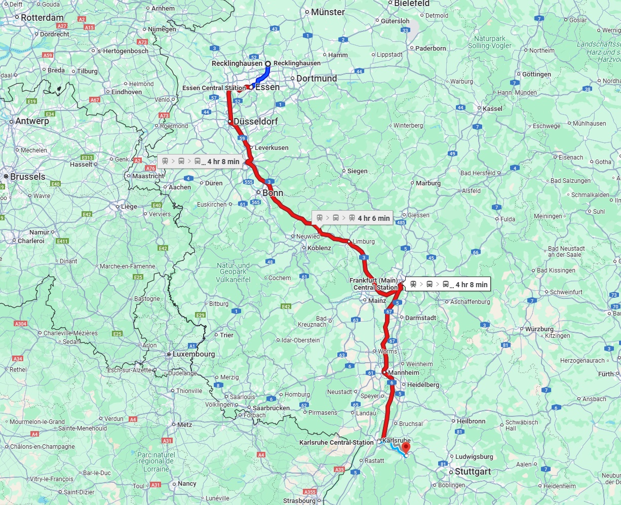 Anreise von Recklinghausen Zu Pforzheim Über 