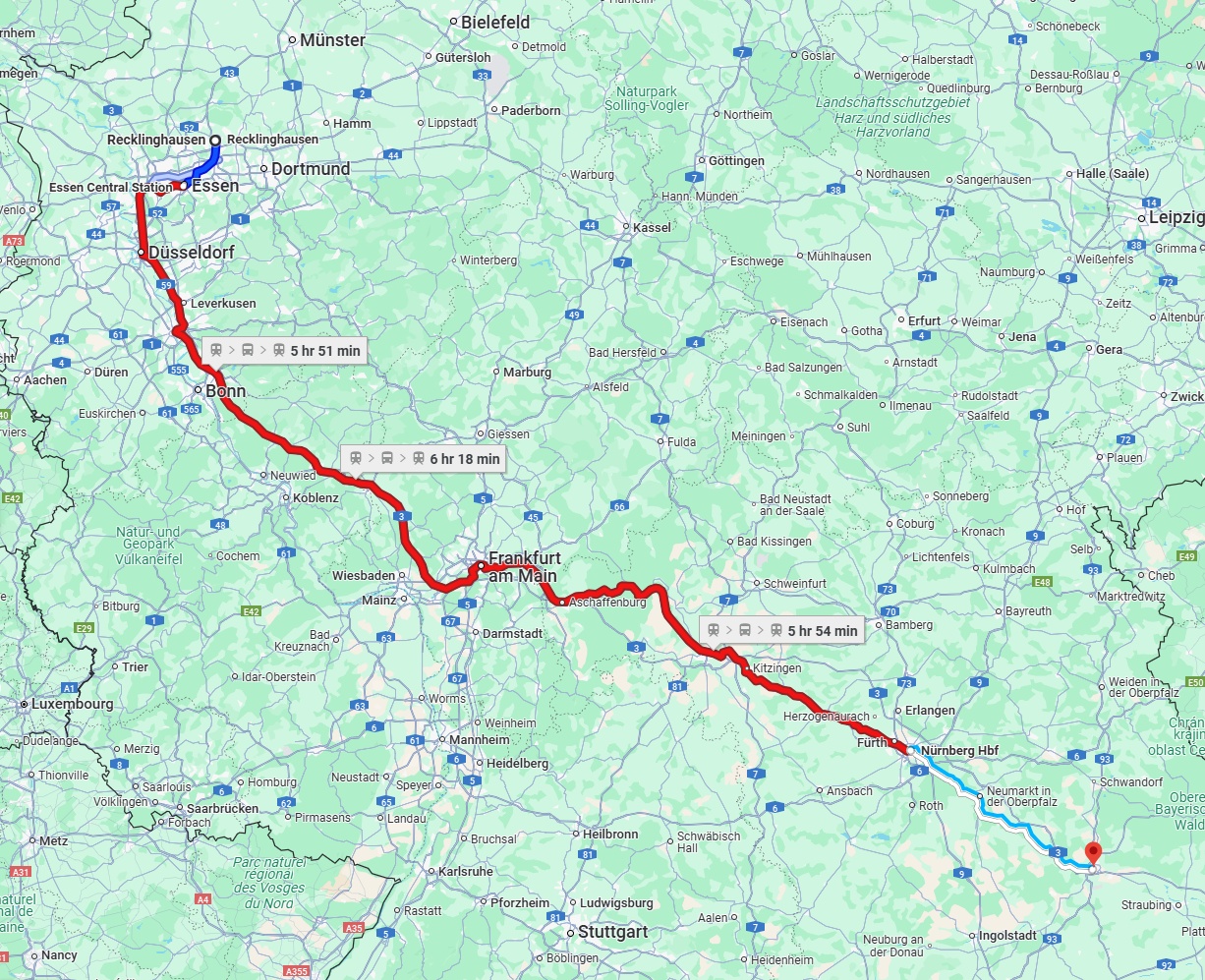 Anreise von Recklinghausen Zu Regensburg Über 