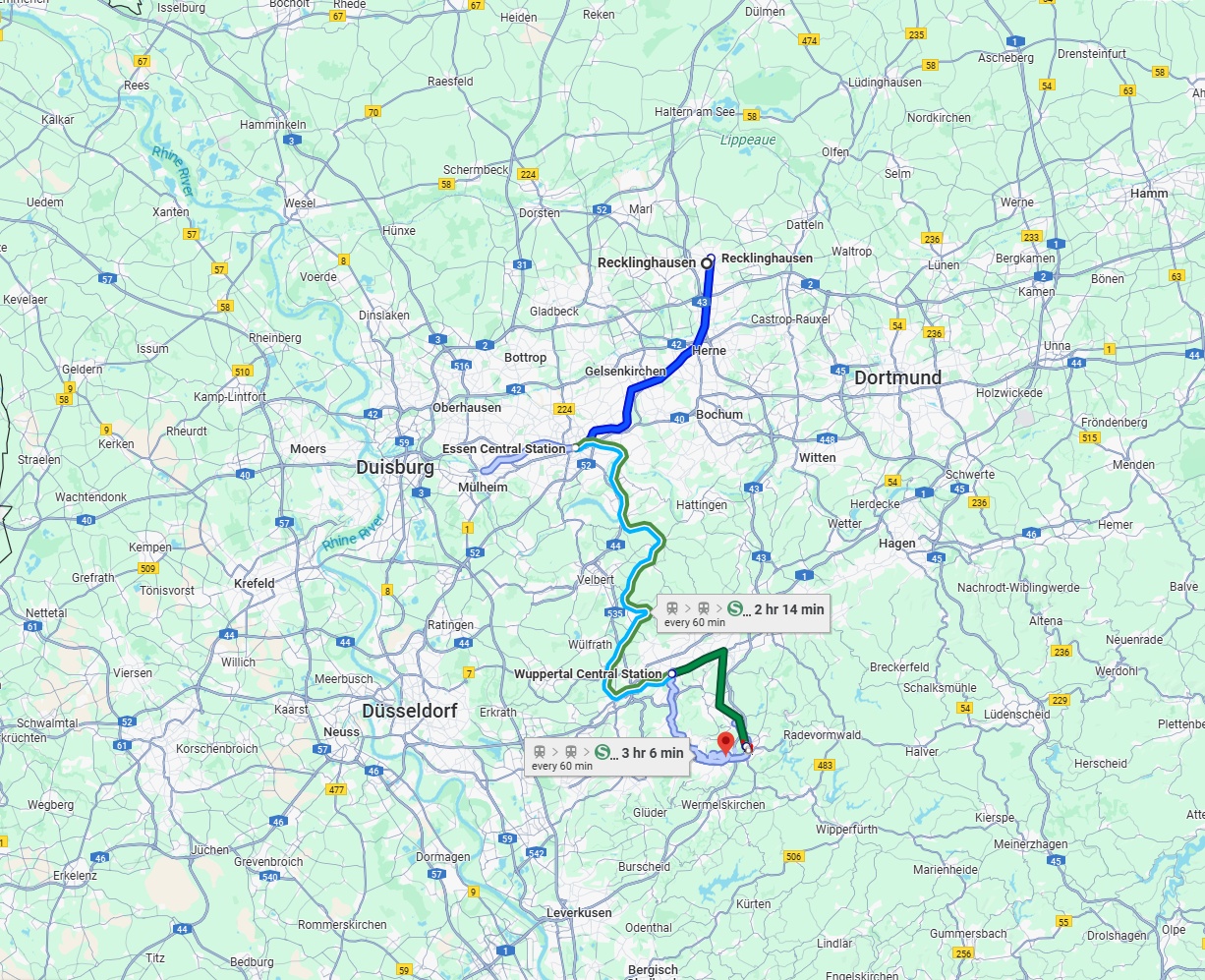 Anreise von Recklinghausen Zu Remscheid Über 