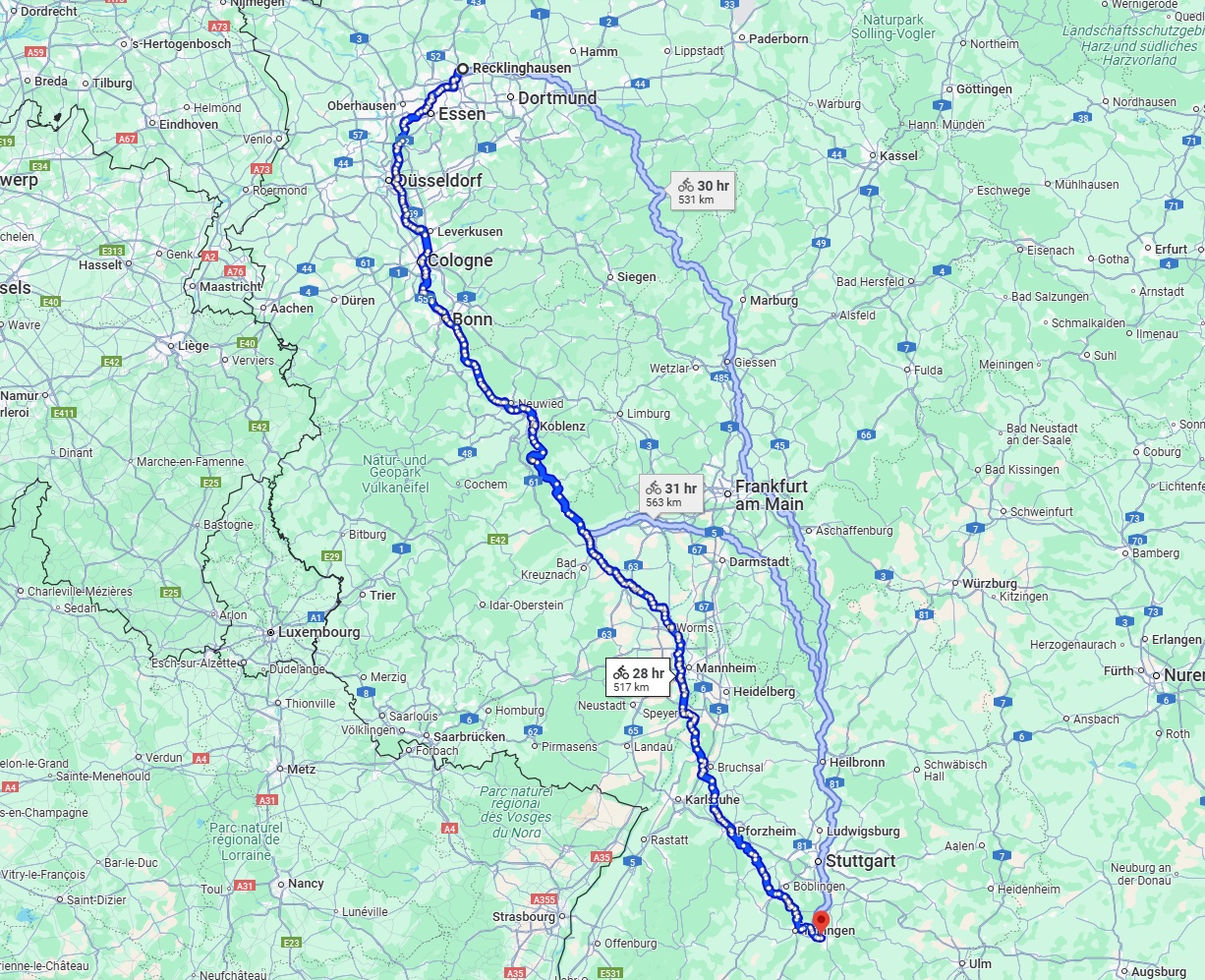 Anreise von Recklinghausen Zu Reutlingen Über 