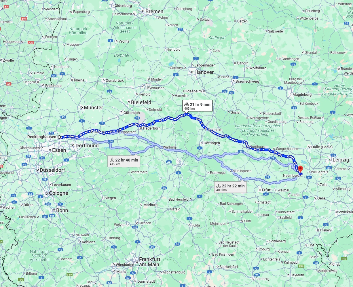 Anreise von Recklinghausen Zu Saale Über 