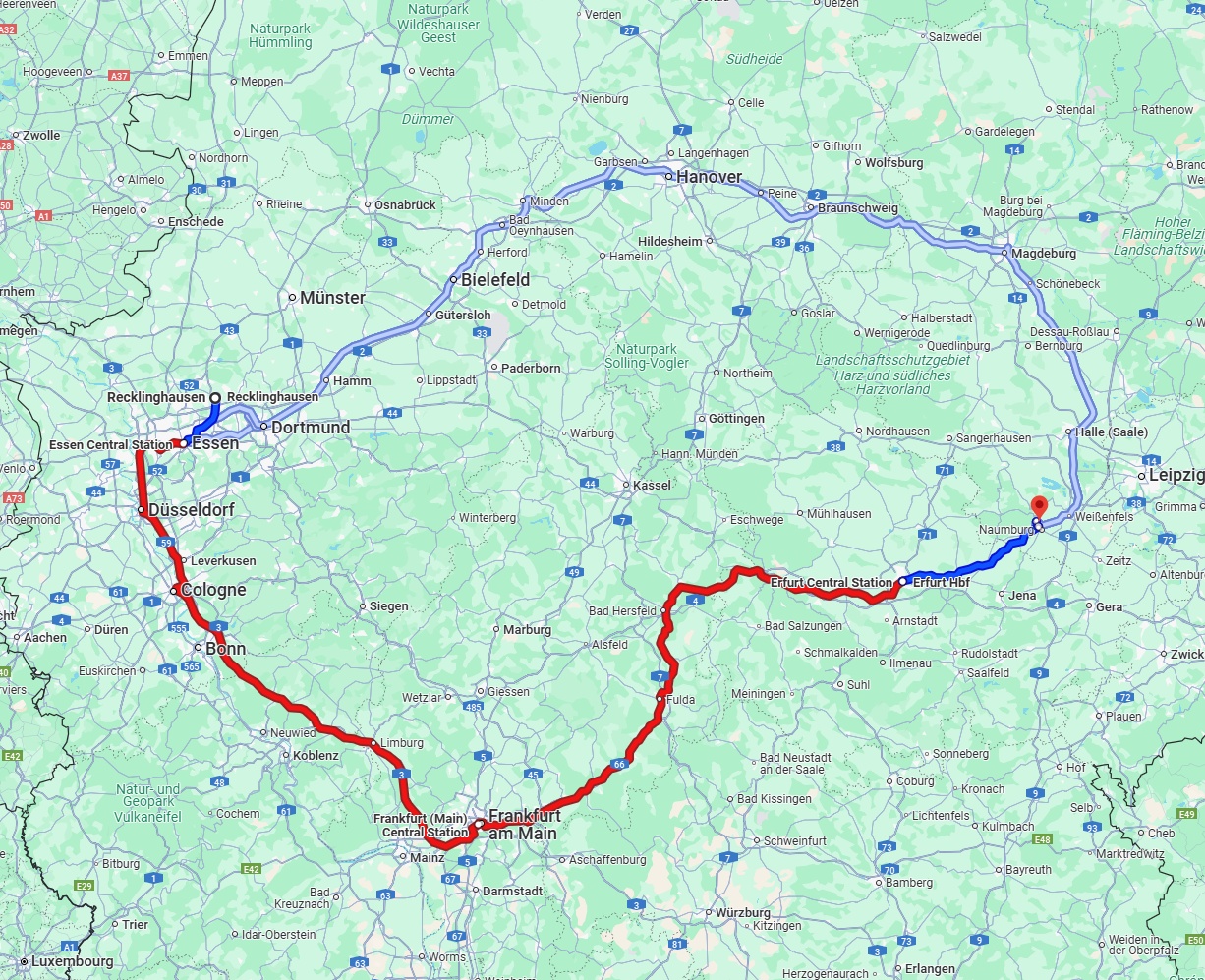 Anreise von Recklinghausen Zu Saale Über 