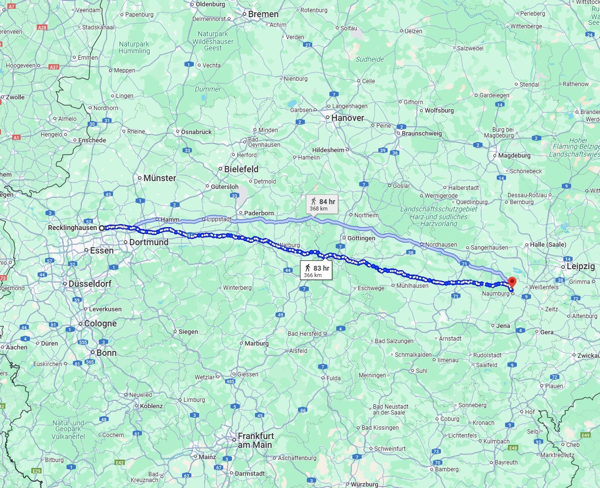Anreise von Recklinghausen Zu Saale Über 