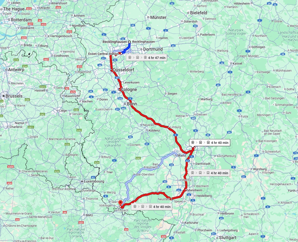 Anreise von Recklinghausen Zu Saarbrücken Über 