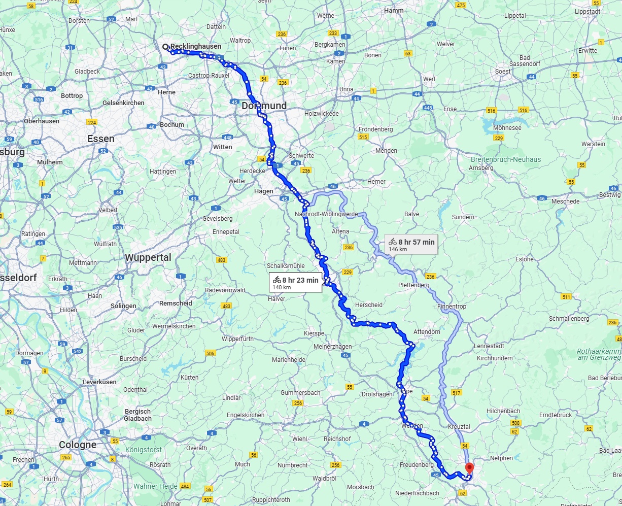 Anreise von Recklinghausen Zu Siegen Über 