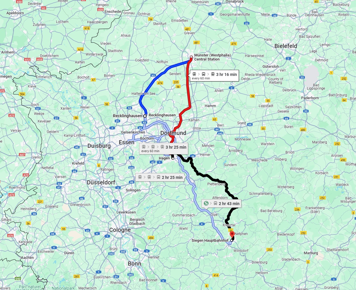 Anreise von Recklinghausen Zu Siegen Über 