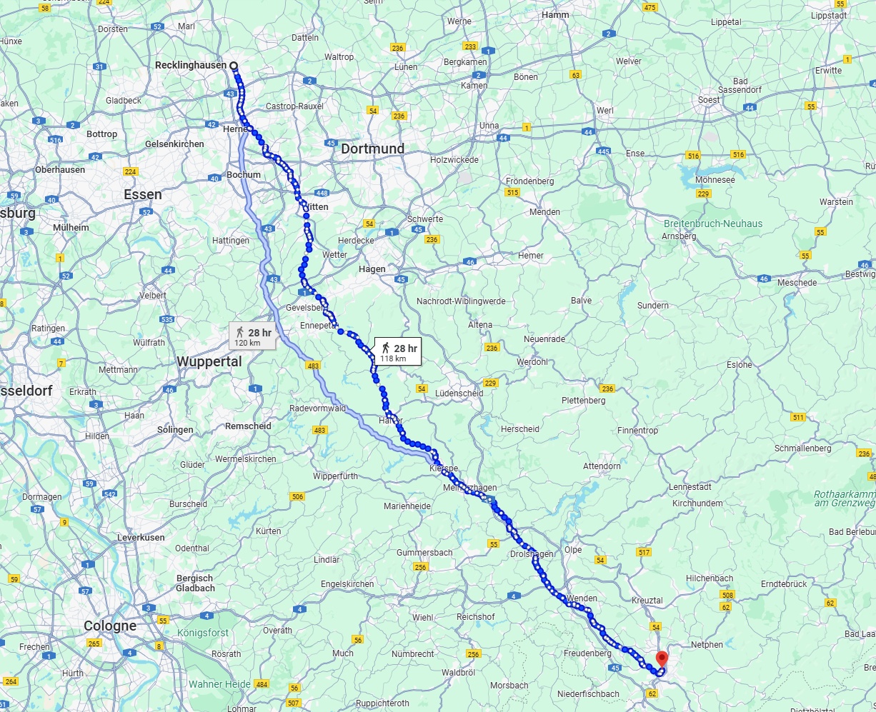 Anreise von Recklinghausen Zu Siegen Über 