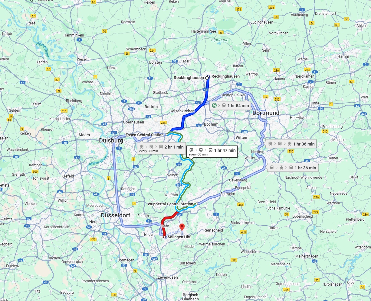 Anreise von Recklinghausen Zu Solingen Über 
