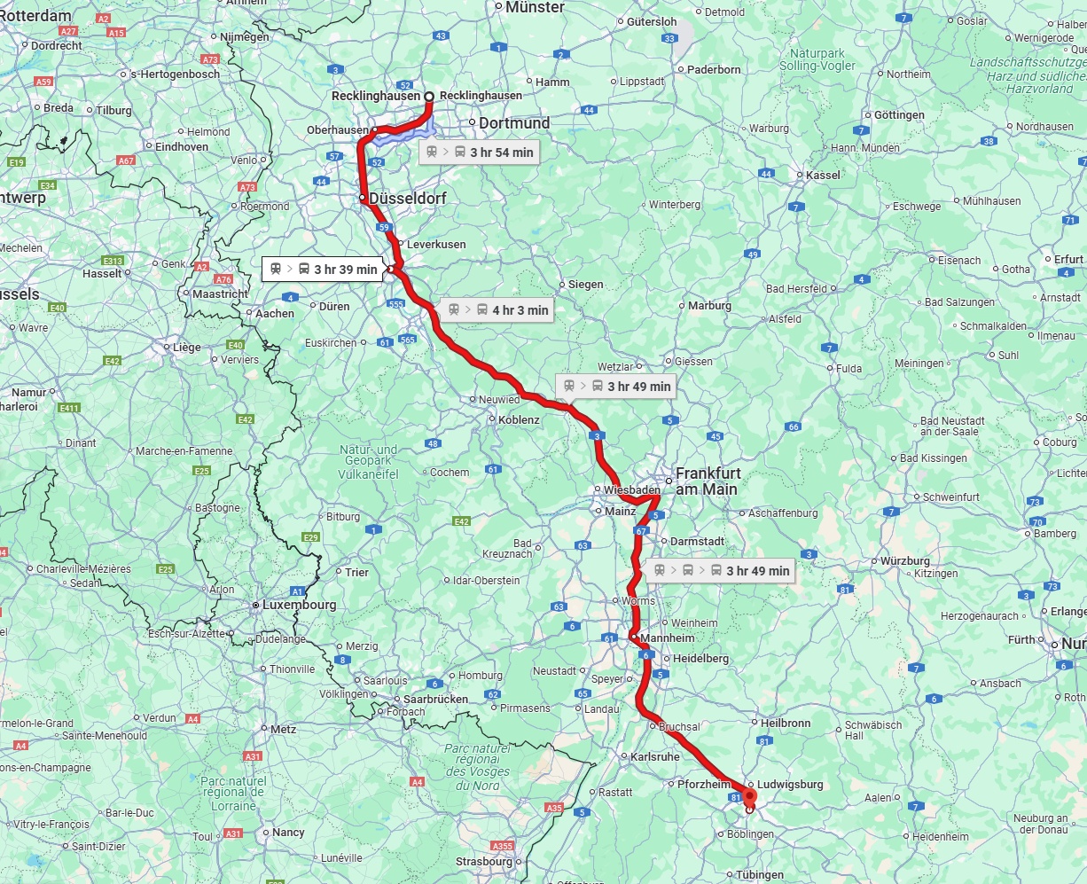 Anreise von Recklinghausen Zu Stuttgart Über 