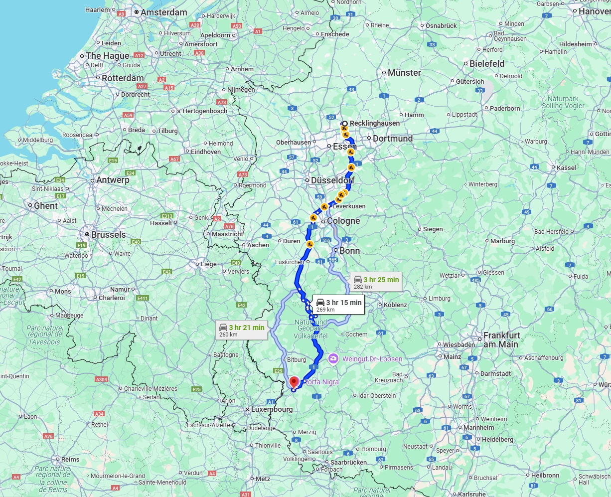 Anreise von Recklinghausen Zu Trier Über via A1