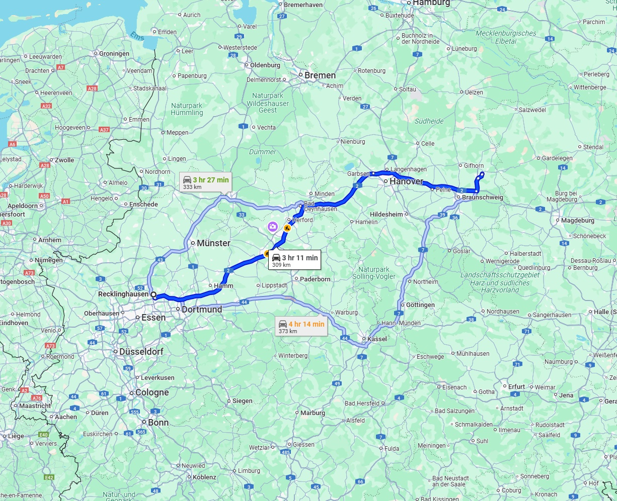 Anreise von Recklinghausen Zu Wolfsburg Über via A2