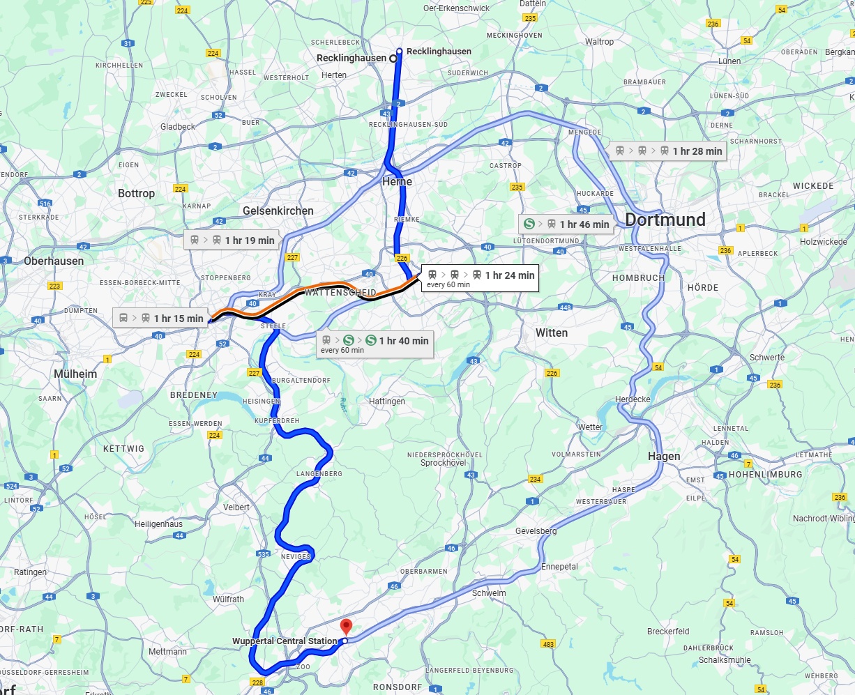 Anreise von Recklinghausen Zu Wuppertal Über 