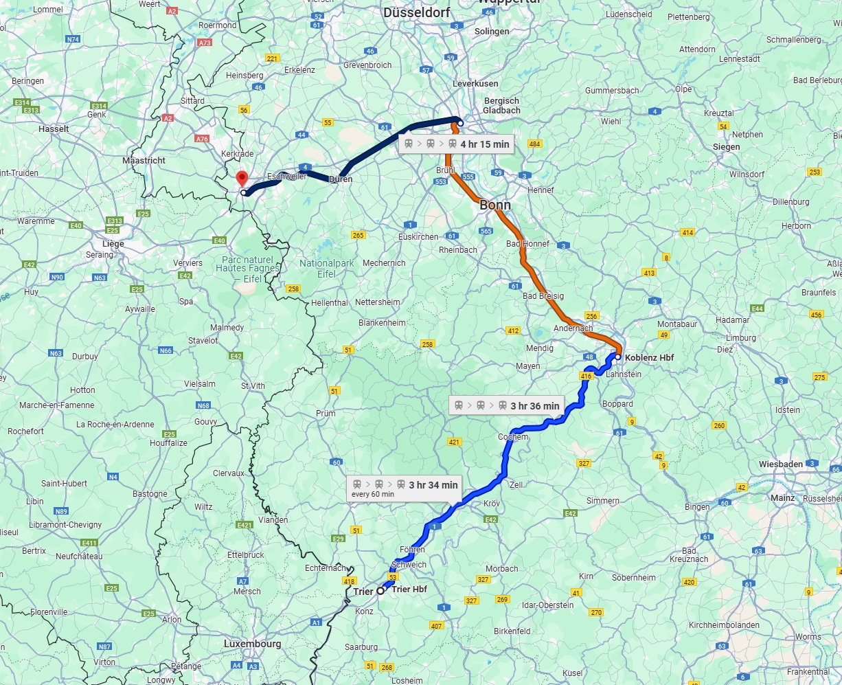 Anreise von Trier Zu Aachen Über 