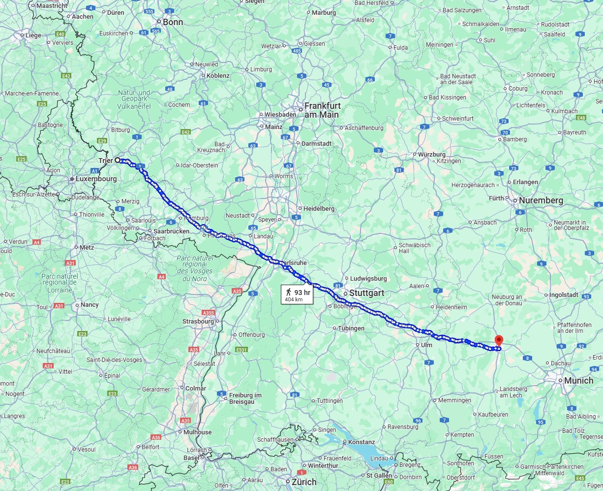 Anreise von Trier Zu Augsburg Über 
