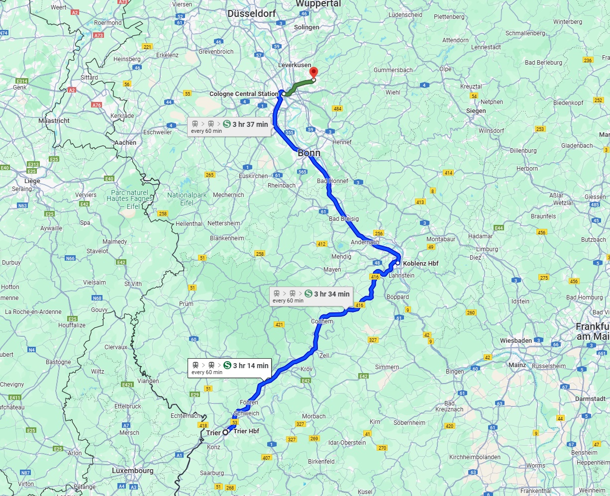 Anreise von Trier Zu Bergisch Gladbach Über 