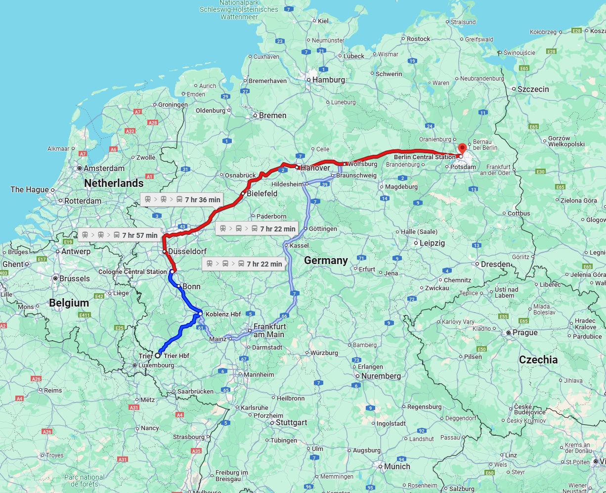 Anreise von Trier Zu Berlin Über 
